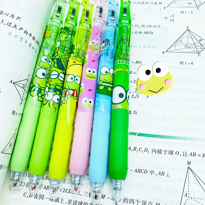 6Pcs Sanrio Kero Kero Keroppi Neutral Pen Kawaii Anime Cute Student School Supplies Examination Operation Stationery Toys Gifts