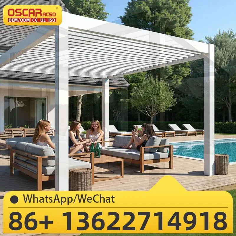 

Retractable Canopy Sun Shade Aluminum Automatic Outdoor Patio Garden Shading pergola
