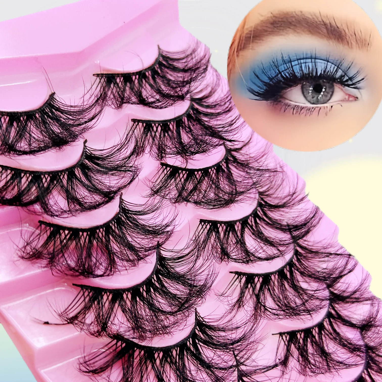 7 Paar natürliche gebratene falsche Wimpern, dicke Bühnen-Make-up-Wimpern mit Locken, perfekt für dramatische Auslässe und den Alltag