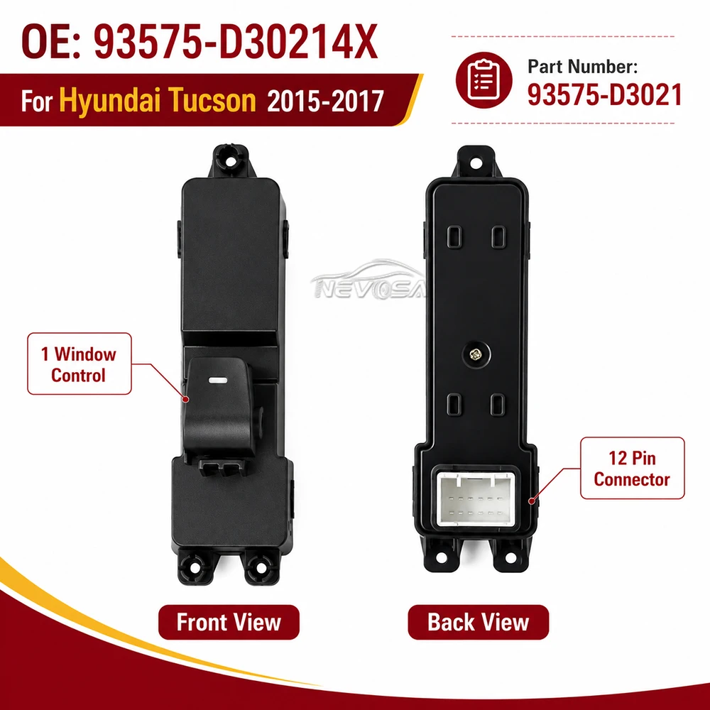 Front Right For Hyundai Tucson 2015-2017 Electric Power Sub Window Switch Glass Lifter Control Adjustment Button 93575-D30214X