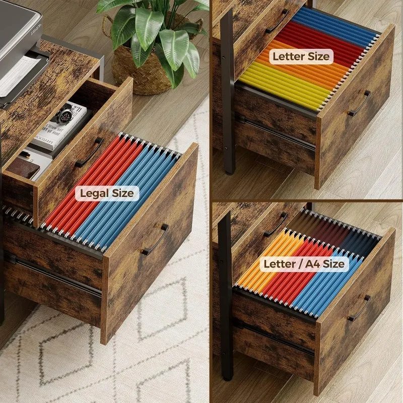 Rolanstar Computer Desk 63" with File Drawer, Gaming Desk with LED Light & Power Outlets, Home Office Desk with File Cabinet