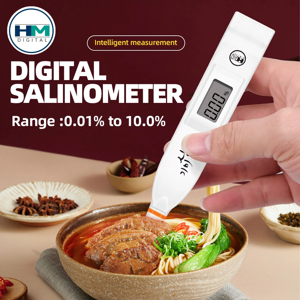 

Digital Electronic Salinometer Kitchen Food Salt Tester Pen 0.01%-10% Fast Measuring Seawater Aquaculture Salinity Tester