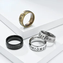 8MM Stainless Steel Odin Norse Viking Amulet Rune Ring Goth Punk Viking Knot Ring Men's Rock Biker Jewelry