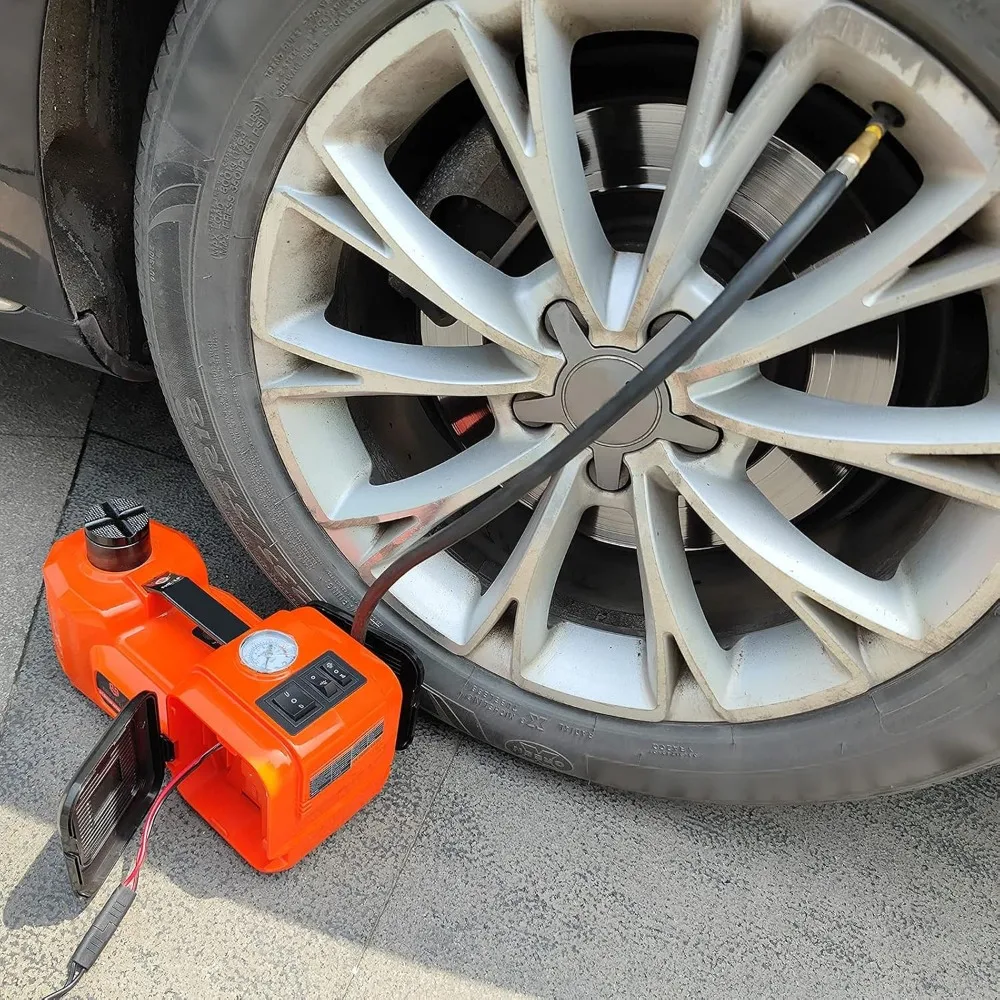 طقم جاك سيارة كهربائي 12 فولت بسعة 5 طن ومنفاخ لرفع السيارات وسيارات الدفع الرباعي وسيارات السيدان