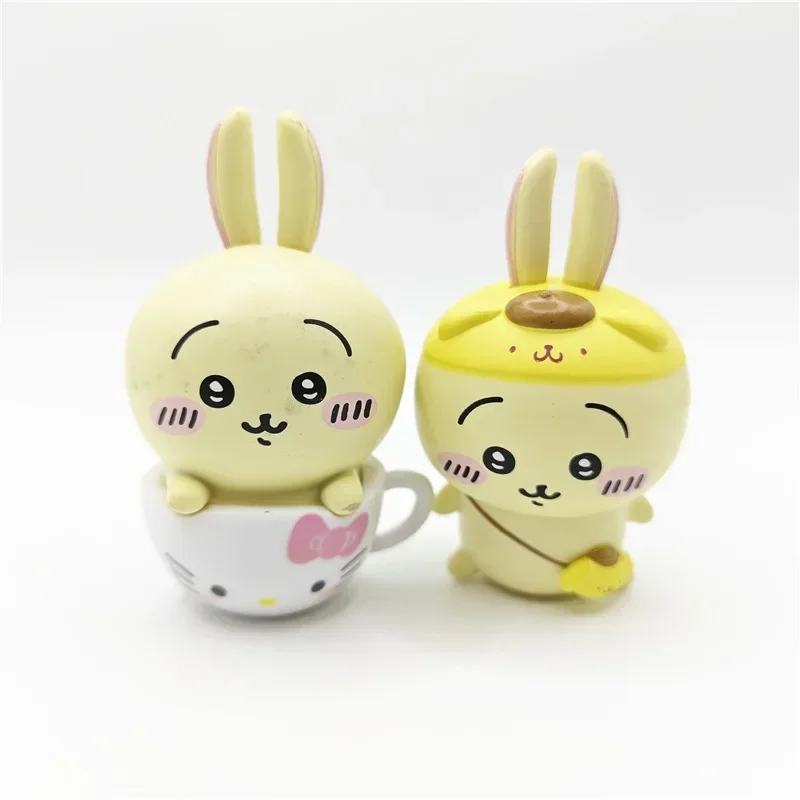 تشيكاوا كوس هيلوكيتي ميلودي فنجان شاي سلسلة عروسة كارتون أنيمي Hachiware Usagi Gashapon الغذاء لعبة نموذج لجسم ديكور صغير #3