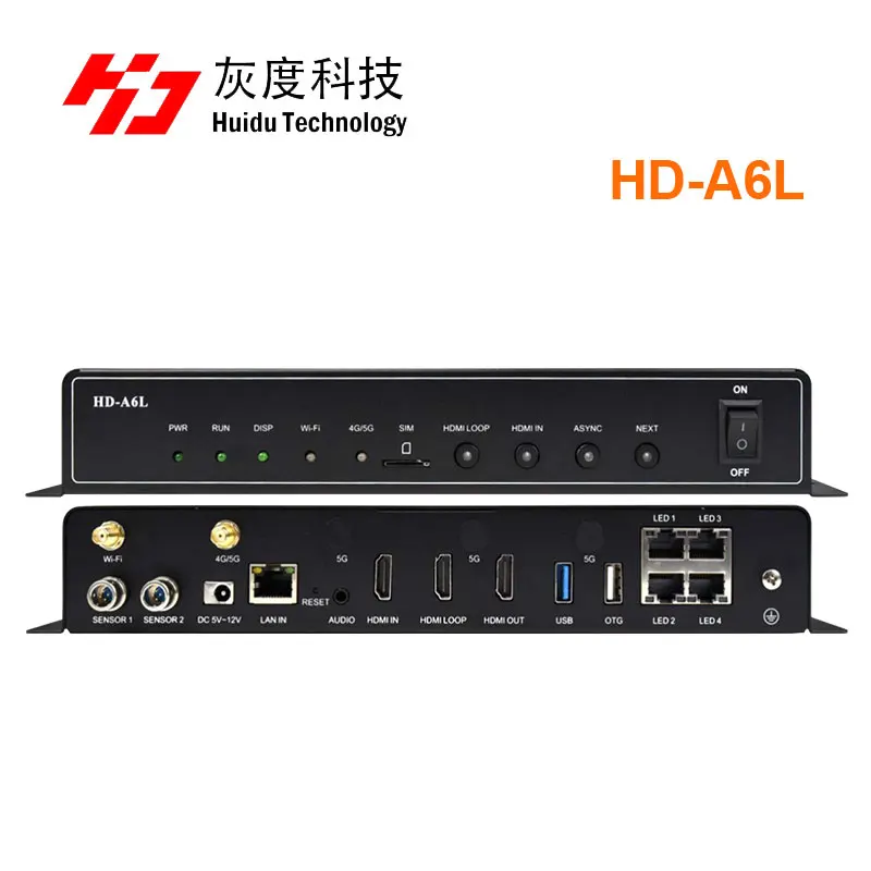 Huidu HD-A6L with 4G moduel Asynch & Synch Player Box 4 in 1 controller for full color display for wedding site led screen