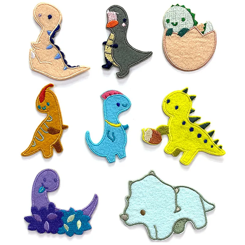 Original New Cute Dinosaur Embroidery Self-adhesive Cloth Sticker Bag Shoes and Clothing DIY Decorative Decal Accessories