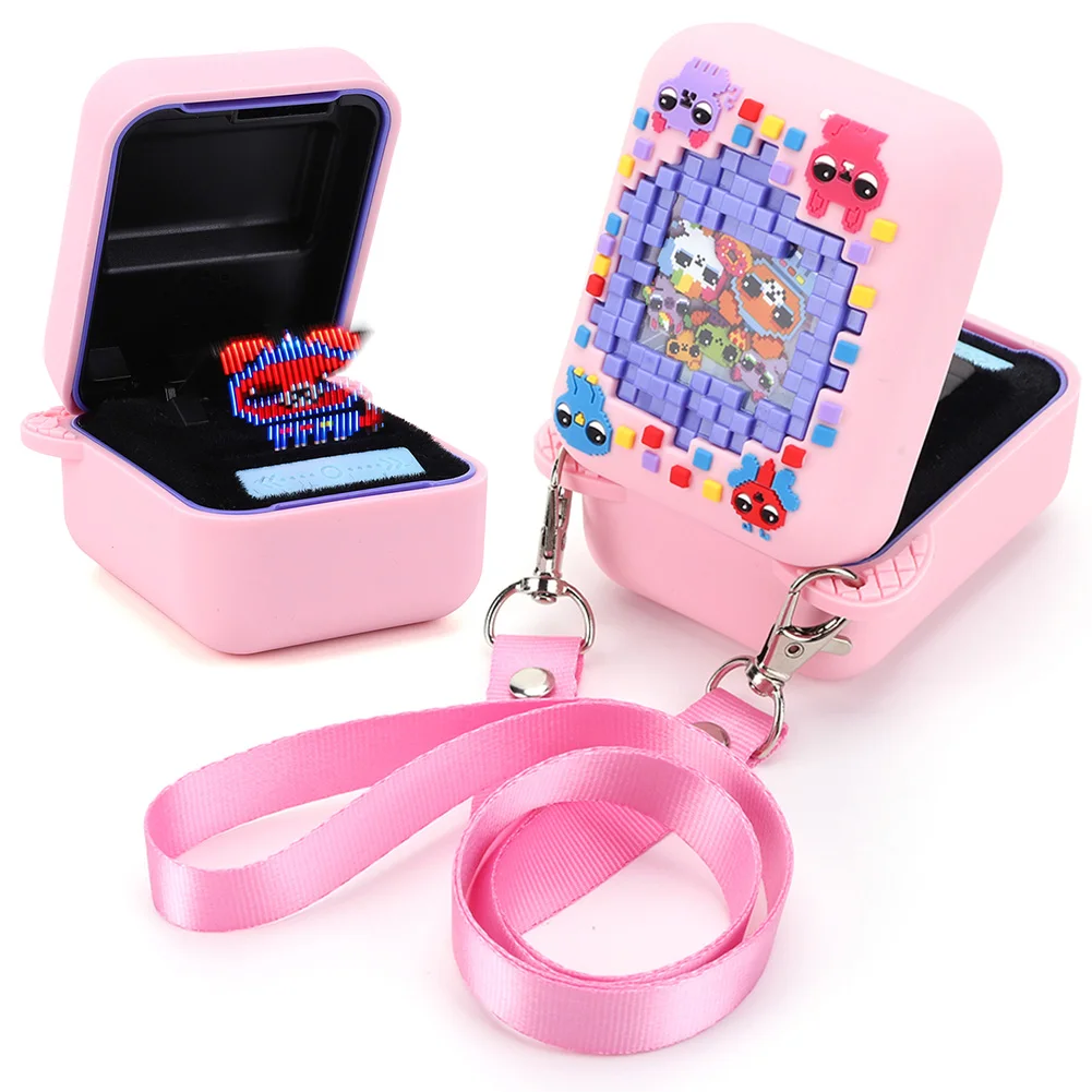 حامل تخزين واقٍ من السيليكون بطباعة حيوانات ثلاثية الأبعاد مع حبل مقاوم للصدمات ومضاد للسقوط للحيوانات الأليفة الرقمية التفاعلية من Bitzee