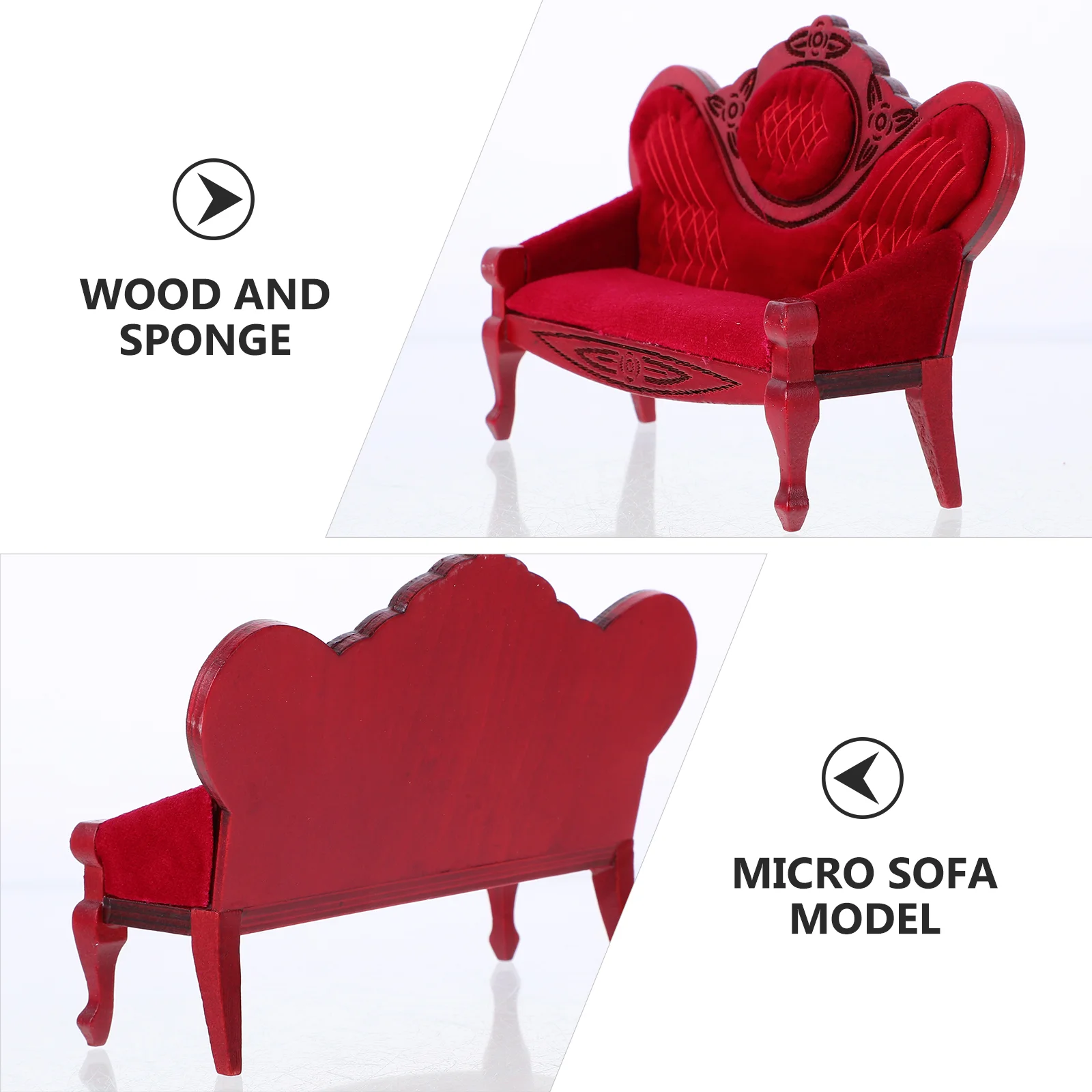 Mini Dollhouse Retro Furniture Carved Sofa Miniature Model ( Color) Victorian Tiny Decorative Couch