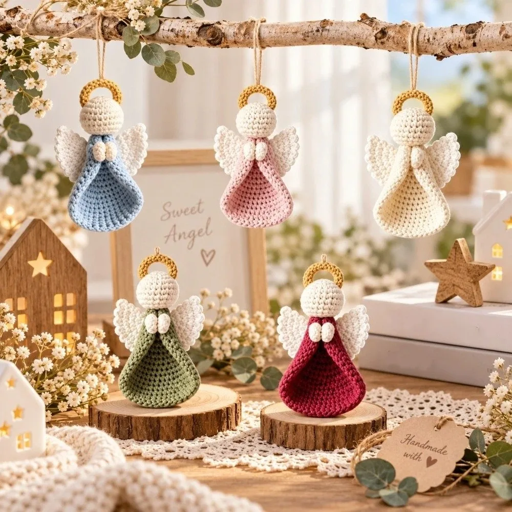 Wings Girl Crochet Angel DIY Kit Handmade Cute Knitted Angel Pendant Exquisite Beginner-Friendly Christmas Hanging Ornament