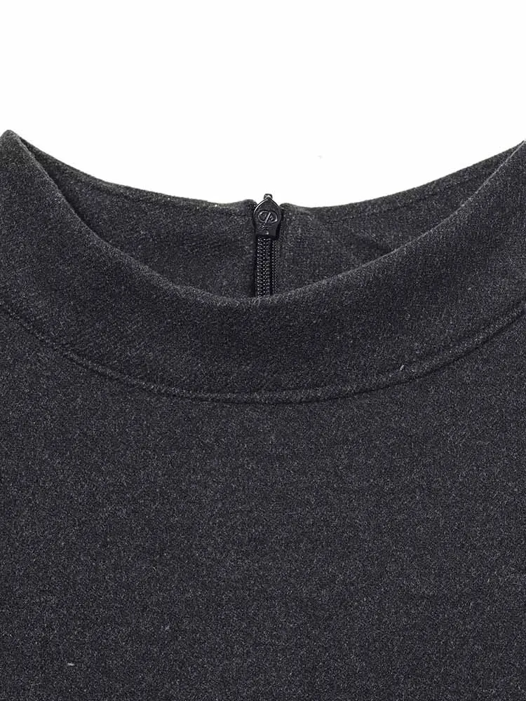 เดรสยาวทรงตรงแขนสั้นสไตล์ยุโรปและอเมริกาสำหรับผู้หญิง  คอลเลคชั่นใหม่ล่าสุดประจำฤดูใบไม้ร่วง/ฤดูหนาว พร้อมเข็มขัด