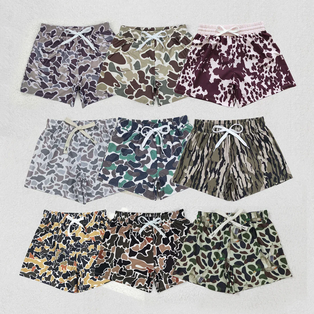 

S0458 Wholesale Summer toddler boys Brown and grey camouflage swimming trunks Boutique Summer trunks shorts baby boys clothes