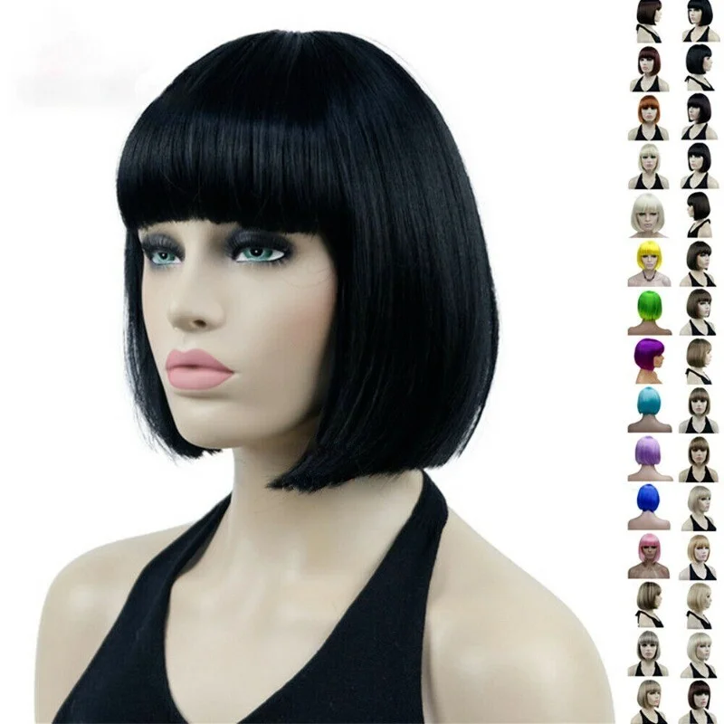 

Women Short Straight Hair Wigs Girl Natural Party Ladies Full Wig