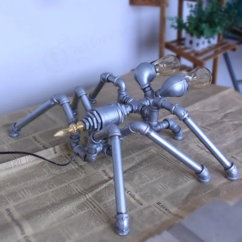 Industrial Pipe Spider LED Lamp Creative Wall Table Light Bar Decor Lighting