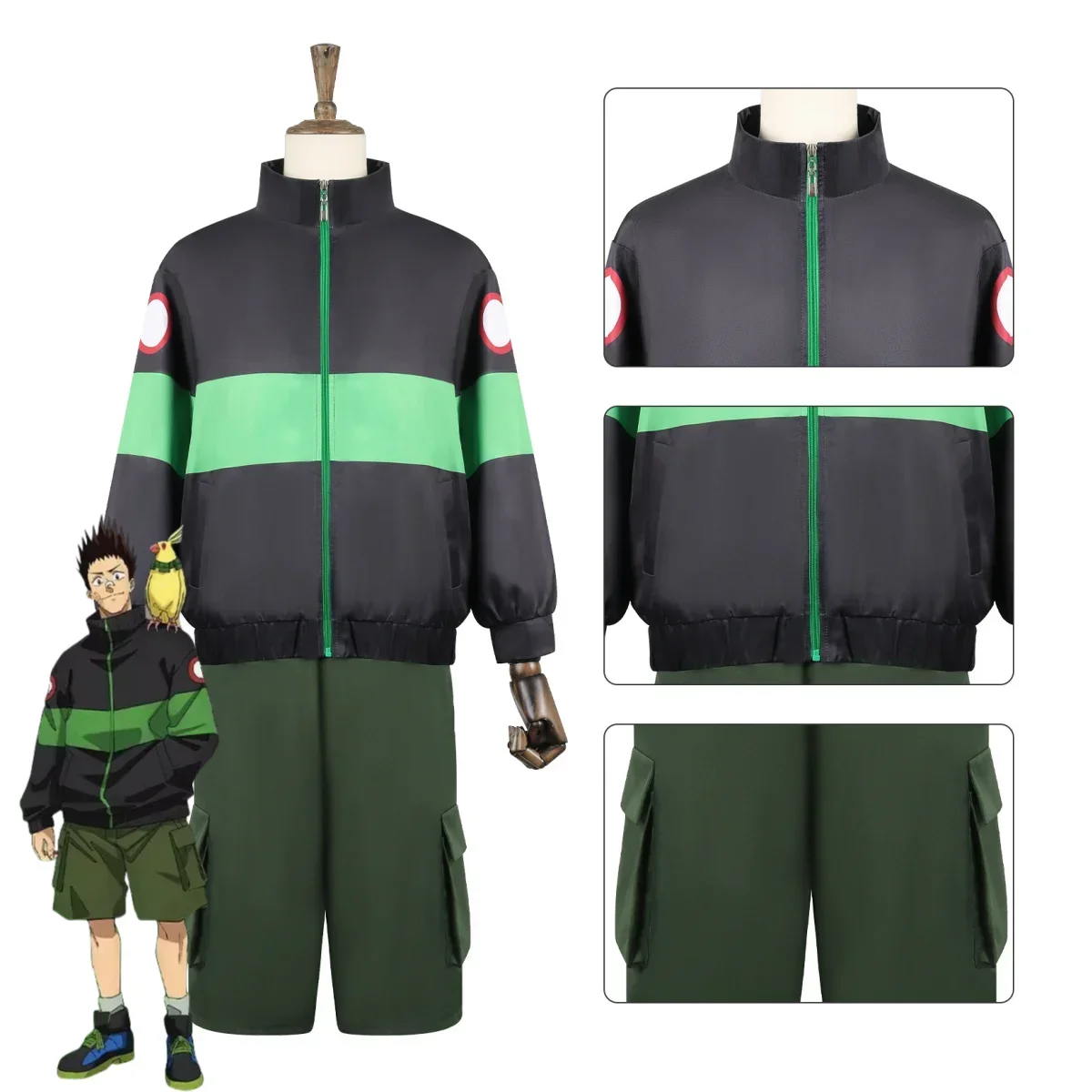 Anime Sakamoto Days Heisuke Mashimo Cosplay Costume Black Coat Military Green Pants Uniform Man Woman Halloween Party Suit - view 2