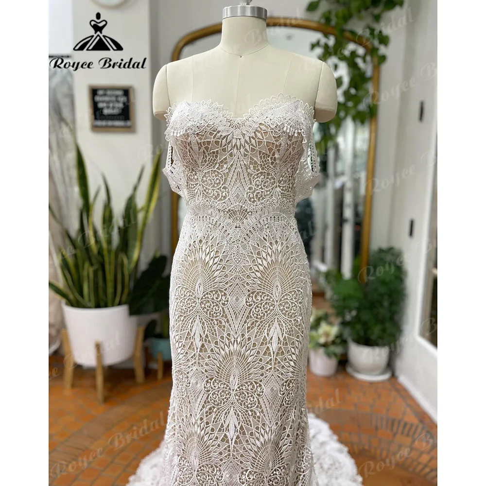 Vintage Lace Boho Mermaid Wedding Dress with Cap Sleeve 2024 Bridal Gown for Women Wedding Party Gown vestidos de novia bohemio