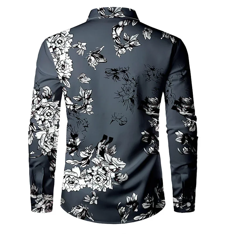 Men\'s suit shirt party fashion new design personalized black and white with lapels high quality soft and comfortable material