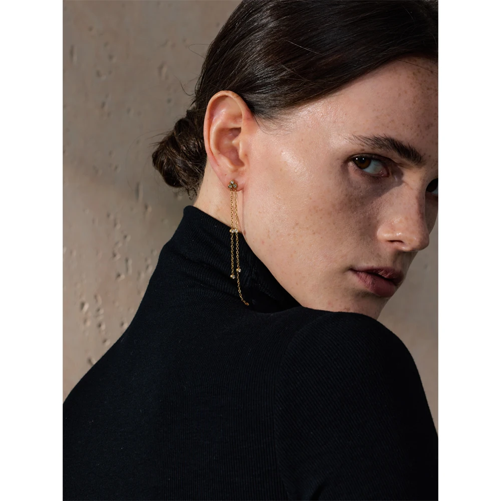 Yhpup-pendientes colgantes con borlas largas para mujer, delicados, de acero inoxidable, con circonita, para uso diario, joyería de calidad