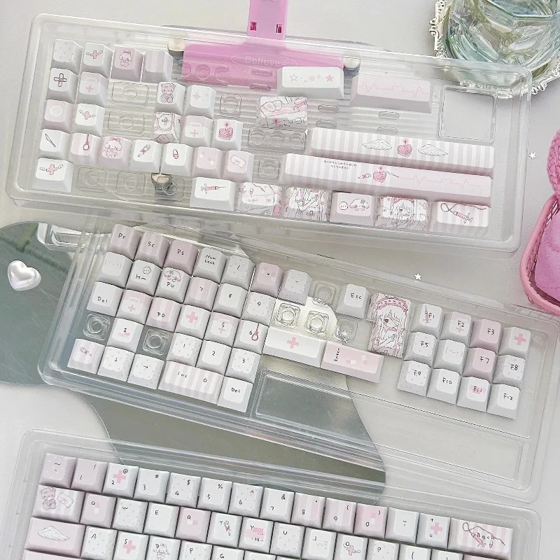 Angel Therapy Room Theme Keycaps Set PBT Cherry Profile Customized Original Handmade Sublimation Keycaps for Mechanical Keyboard