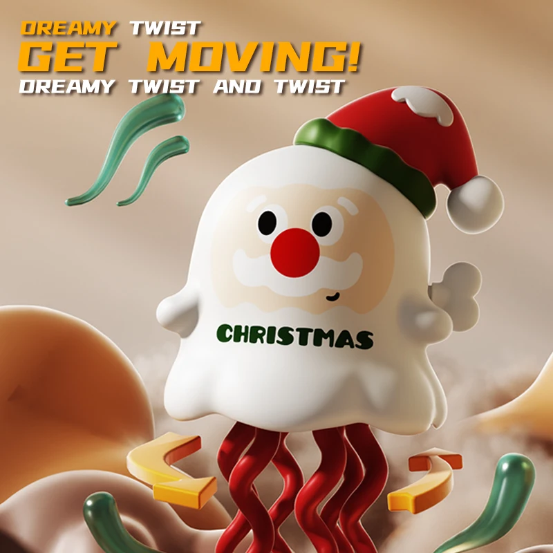 Christmas Wind-Up Walking Octopus Toy - Funny Plastic Sliding Toy for Kids, Unique Holiday Gag Gift & Stocking Stuffer