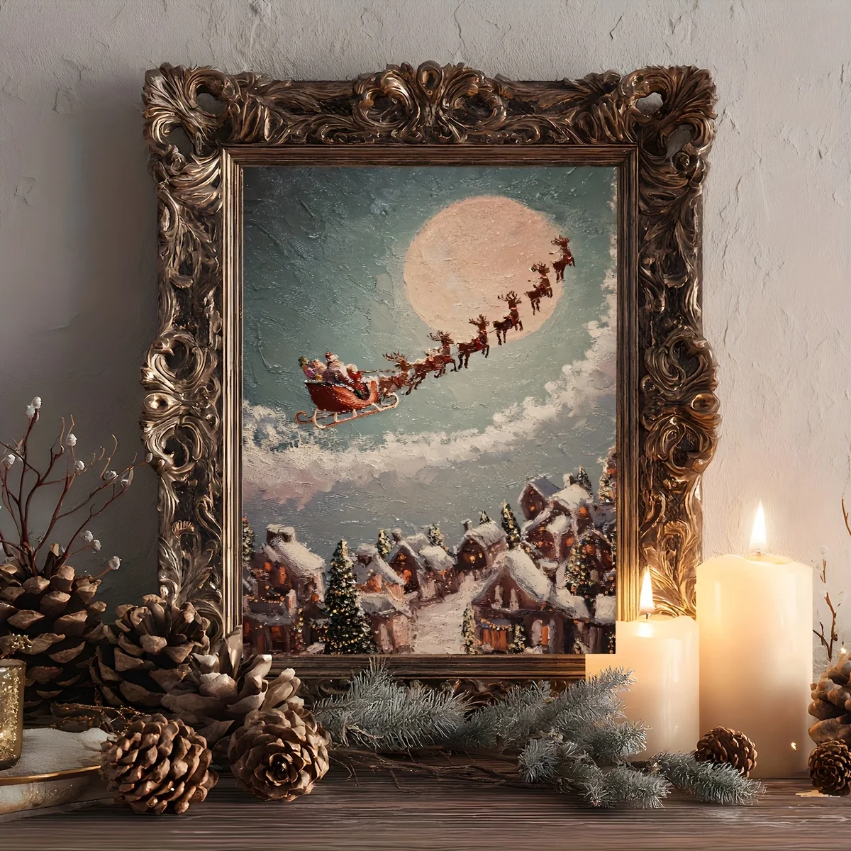 

500/1000/1200/2000PCS Puzzles Santa Claus on A Sled in A Snowy Village Jigsaw Puzzles Home Decor Gift Educational Toys