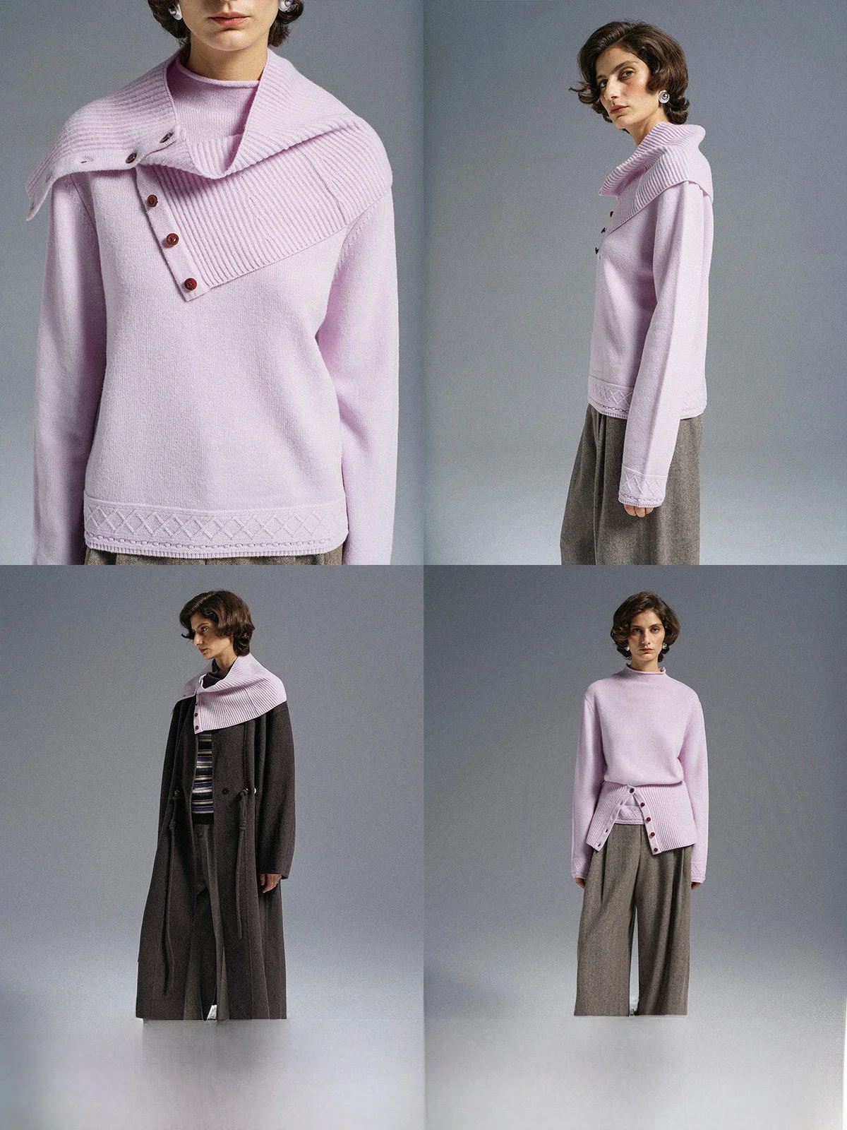 

Свитер из мериносовой шерсти с атласным цветочным узором и съемным воротником, повседневный, свободного кроя, теплый, вязаный, для женщин, от Flowersays