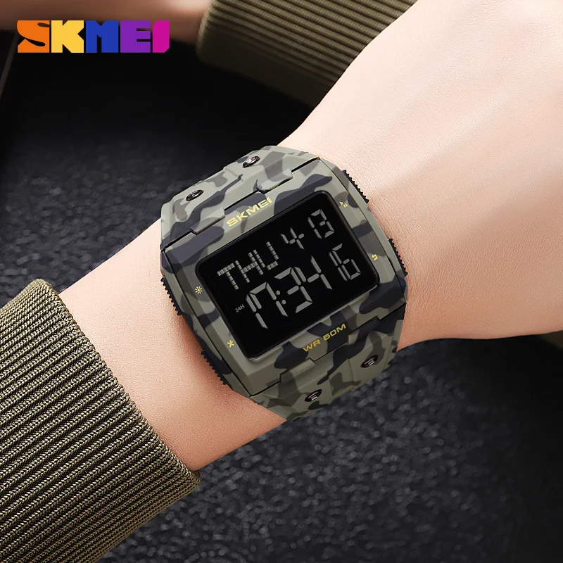 SKMEI Fashion 50M Waterproof Back Light Stopwatch Digital Wristwatch Multifunctional Countdown Sport Watches Mens Alarm Clock