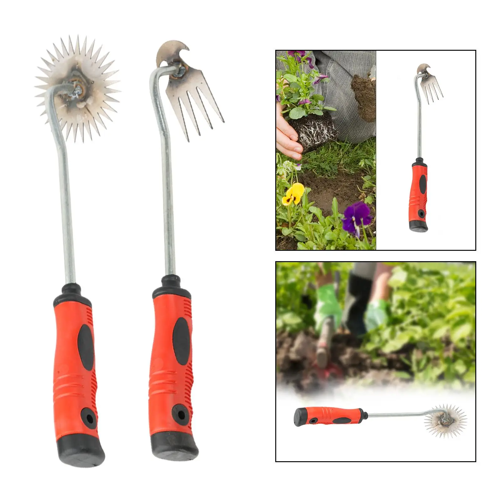 Garden Rake Weeding Tool Rubber Handle Weed Puller Tool for Garden Sturdy