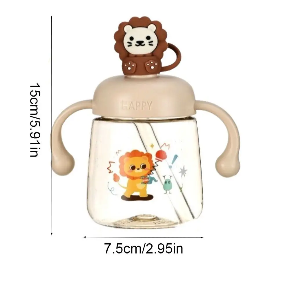 لطيف الكرتون الطفل زجاجة تستخدم في الرضاعة مع القش 350 مللي كوب شرب الطفل قطرة مقاومة واسعة عيار طفل كوب حليب في الهواء الطلق #5