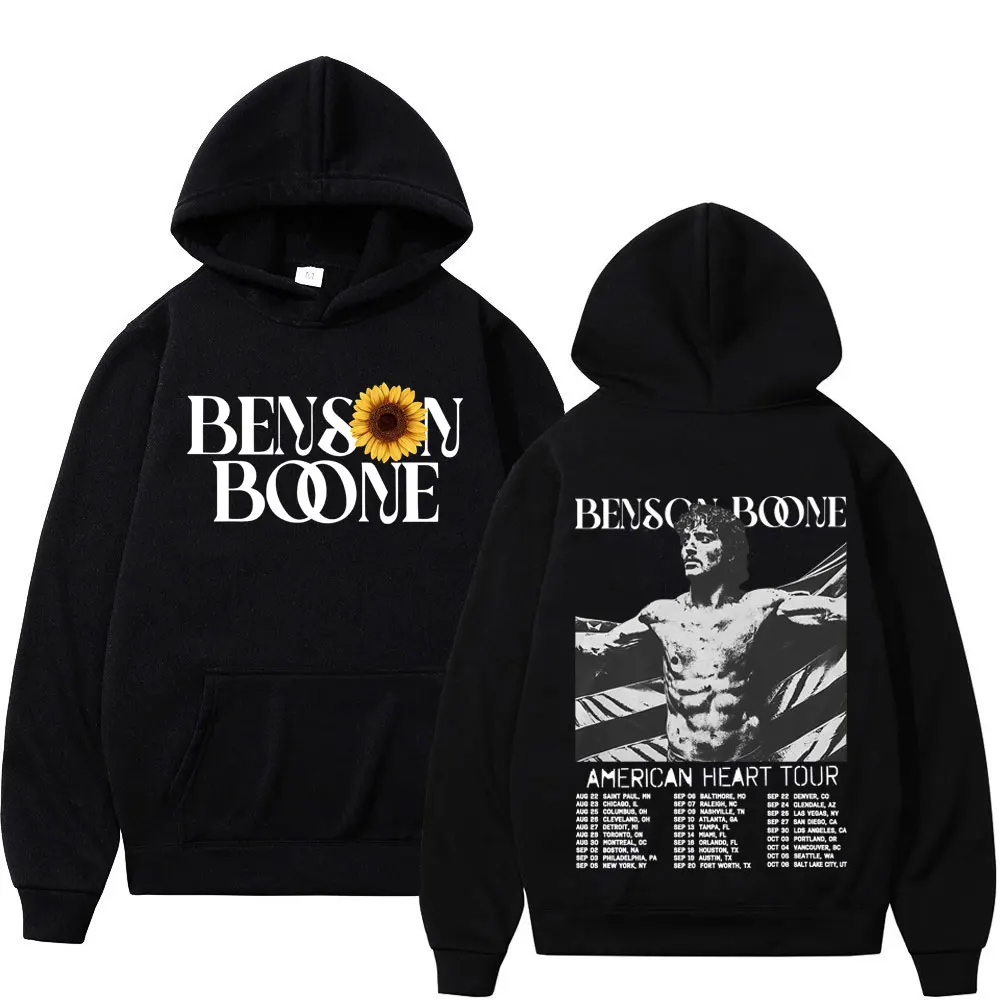 เสื้อฮู้ดลายกราฟิก Winter Benson Boone American Heart Tour Wen Tai แฟชั่นผู้ชาย ผ้าฝ้าย สปอร์ตแวร์ ฮิปฮอป ทรงหลวม