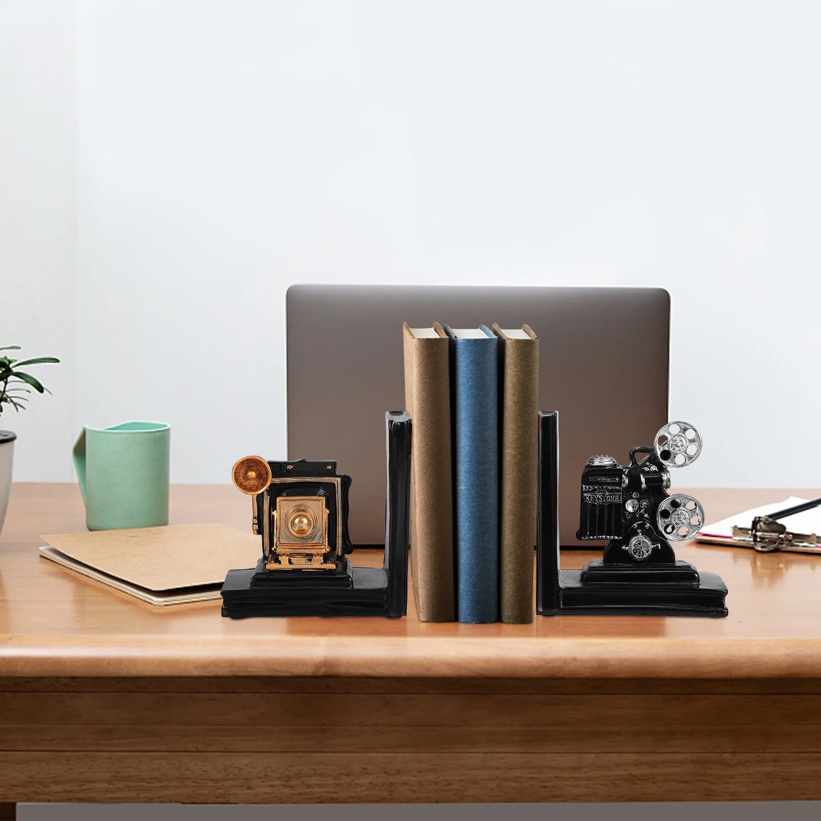 

1Pair Resin Bookends Decorative Vintage European Design for Home Study Office Use Book Holder Shelf Decor Accessories