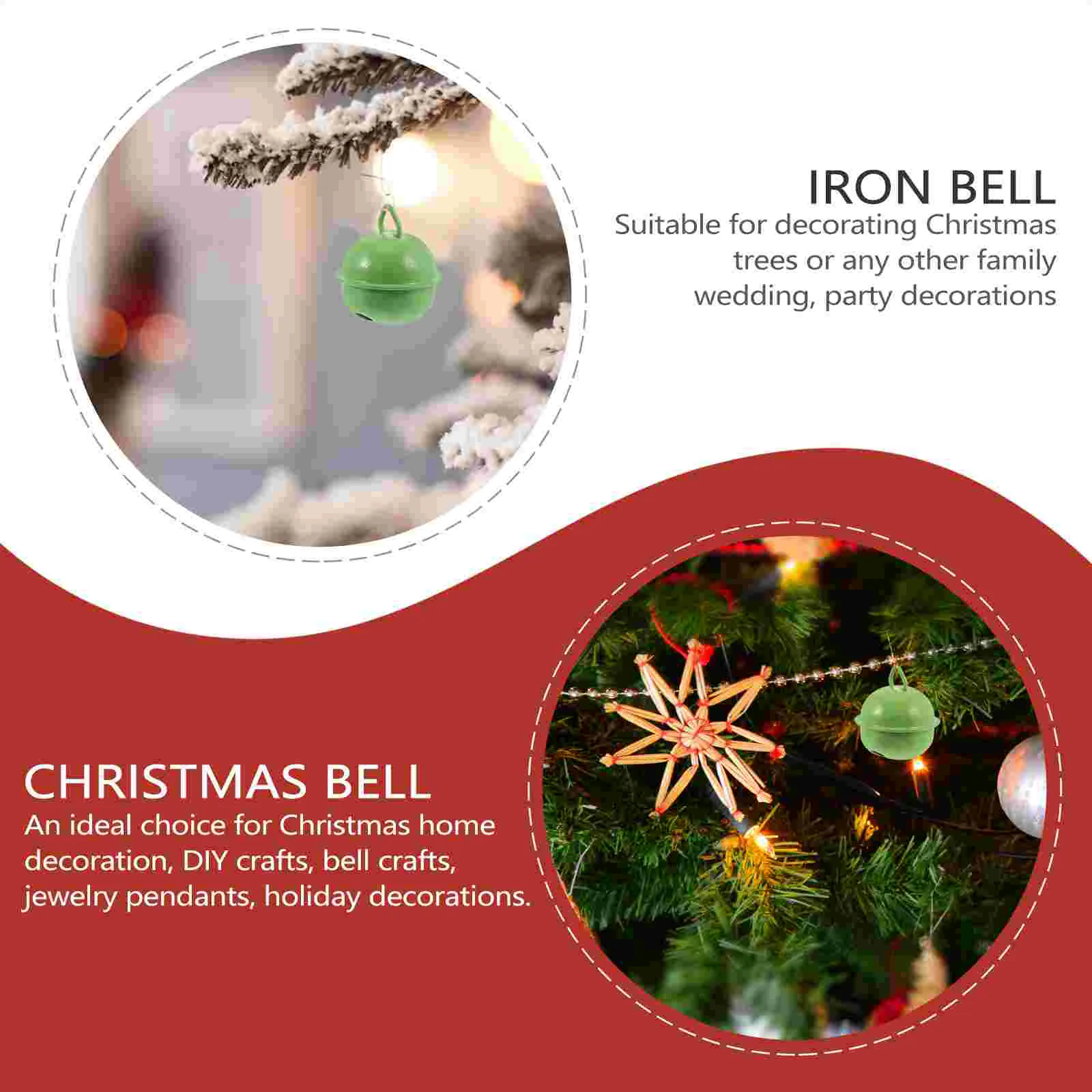 50 Pcs Metal Opening Bell Christmas Tree Ornaments Mini Jingle Bells Garland Tiny Craft Accessories