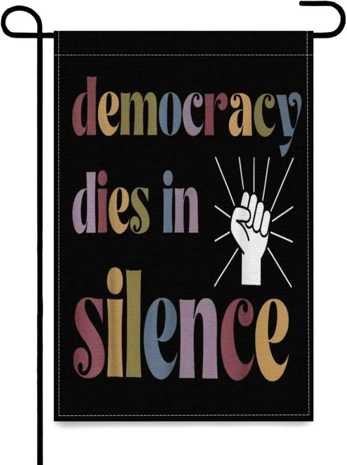 Vintage Democracy Dies in Silence Keep Democracy in America Garden Flag,12x18 Inch Cute Welcome Sign for Front Yard, Housewa IIC