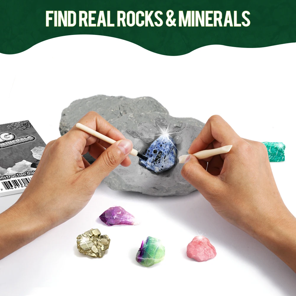 Educational Toy Rocks & Minerals Archaeology Geology Dig Kit Gemstone Excavation Kit STEM Toy Christmas Birthday Gifts For Kids