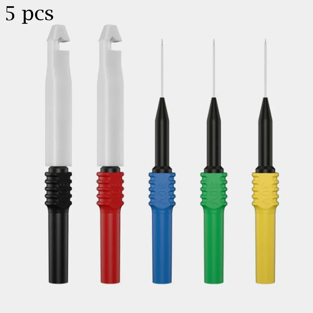 5PCS Multimeter Probe 0.7mm Fine Point Needle Jacketed Test Probe Integrated Circuit 4mm Banana Plug Nondestructive Probe Set