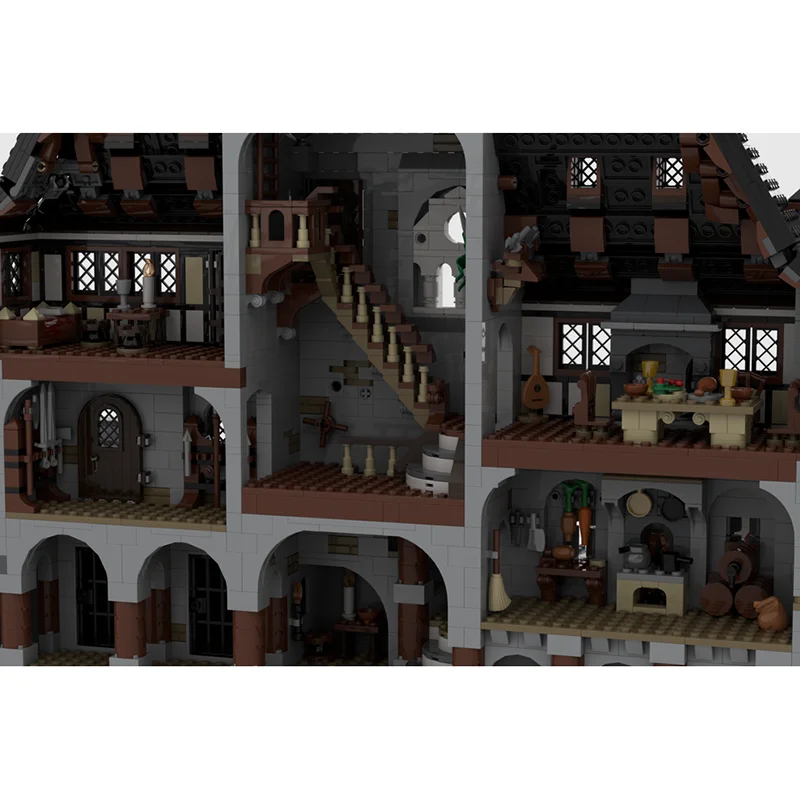 Castello fortre scena Moc Building Blocks Brickburg Castle Tecnologia Mattoni modulari Modello Regali Giocattoli di Natale Set fai da te Assemblaggio