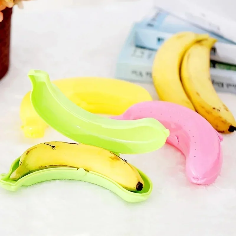 1-4pcs Storage Box Banana Protective Trip Outdoor Lunch Fruit Storage Box Banana Case Protector Box Container Student Luanch Bag