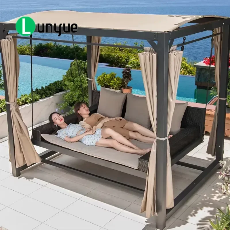 Outdoor Canopy Swing Bed Hanging Hammock Chair for Adults Summer Terrace Garden Furniture Durable Comfortable Relaxing Patio