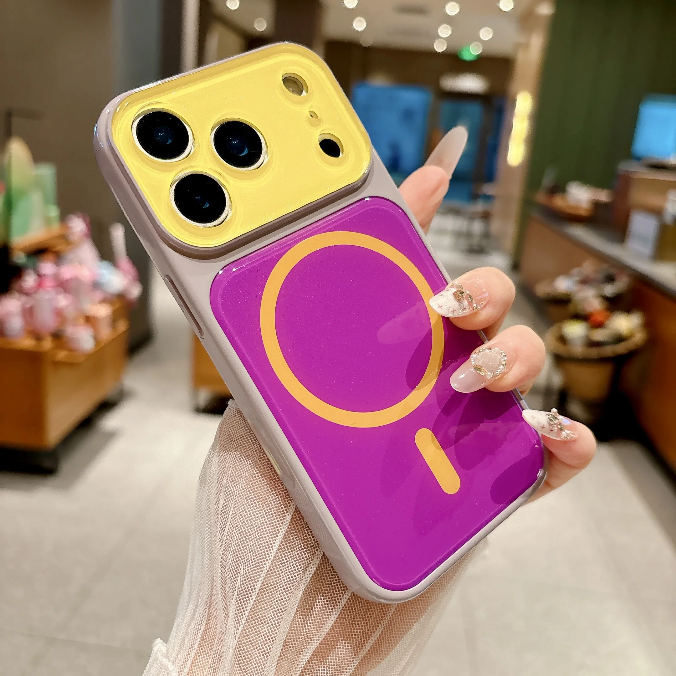14 Colors Magnetic Case For iPhone 18 17 16 15 14 Pro Max For MagSafe Colorful Crystal Glitter Back Soft Bumper Cover Shockproof