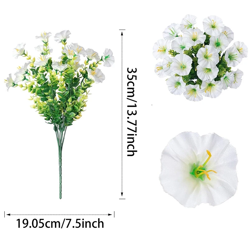35 cm künstliche gefälschte Seide Morning Glory Blume grüne Eukalyptuspflanze UV-Schutz für Veranda Hof Garten Sommer Home Decor – Detail 10