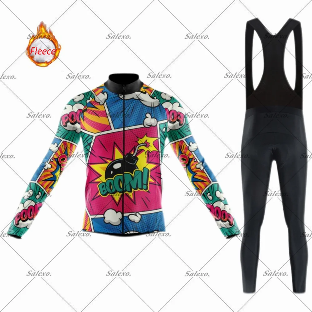 

Мужские комплекты зимнего флисового велосипедного трикотажа с длинными рукавами, одежда для горного велосипеда, Ropa Ciclismo, костюм для гоночного велосипеда