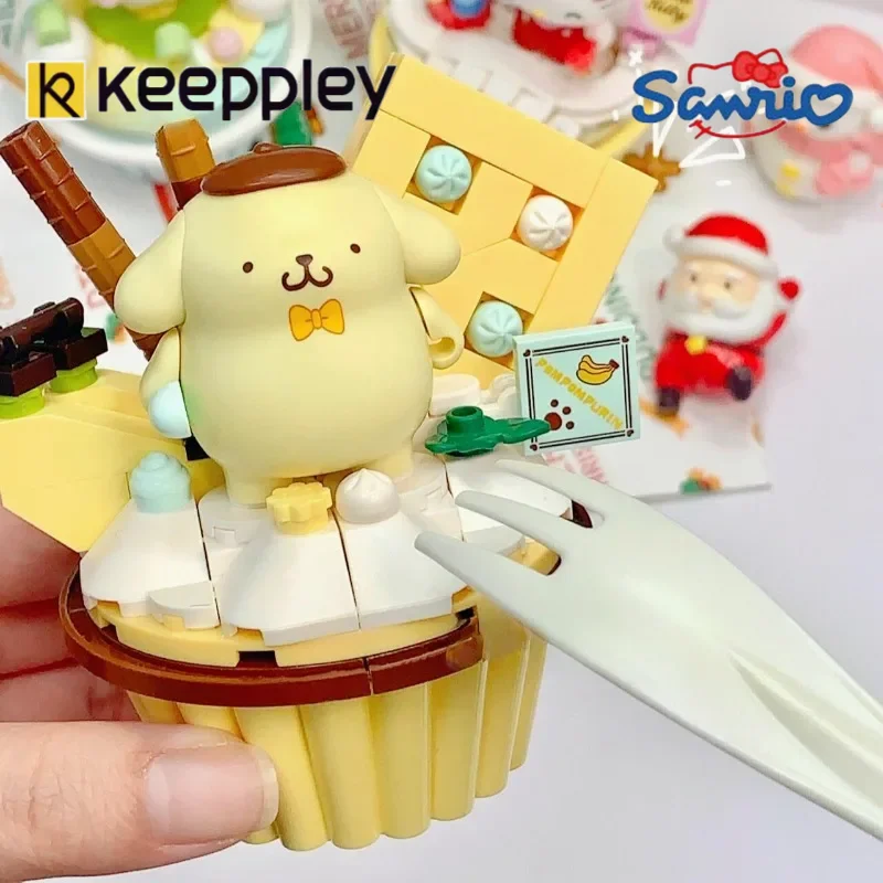 Keeppley-décennie s de construction Sanurgente pour filles, Kuromi Pochacco, Hello Kitty, modèle de tasse à gâteau, jouet de décoration de salle d'assemblage, cadeau de vacances