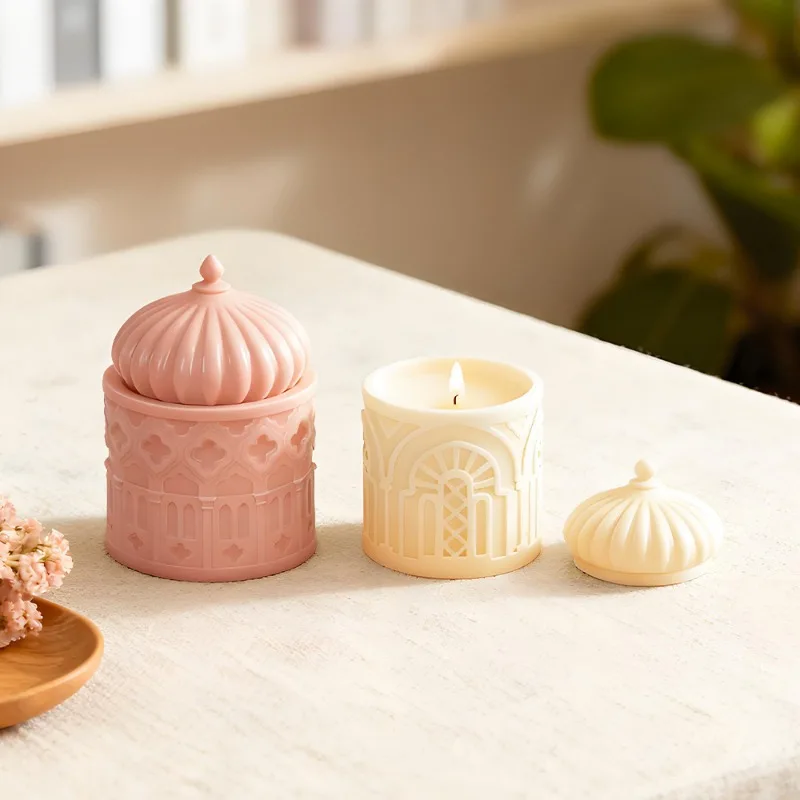 

Creative Incense Burner Storage Jar Silicone Mold DIY Islamic Style Concrete Cylindrical Storage Jar Mold Eid Fitr Home Decor