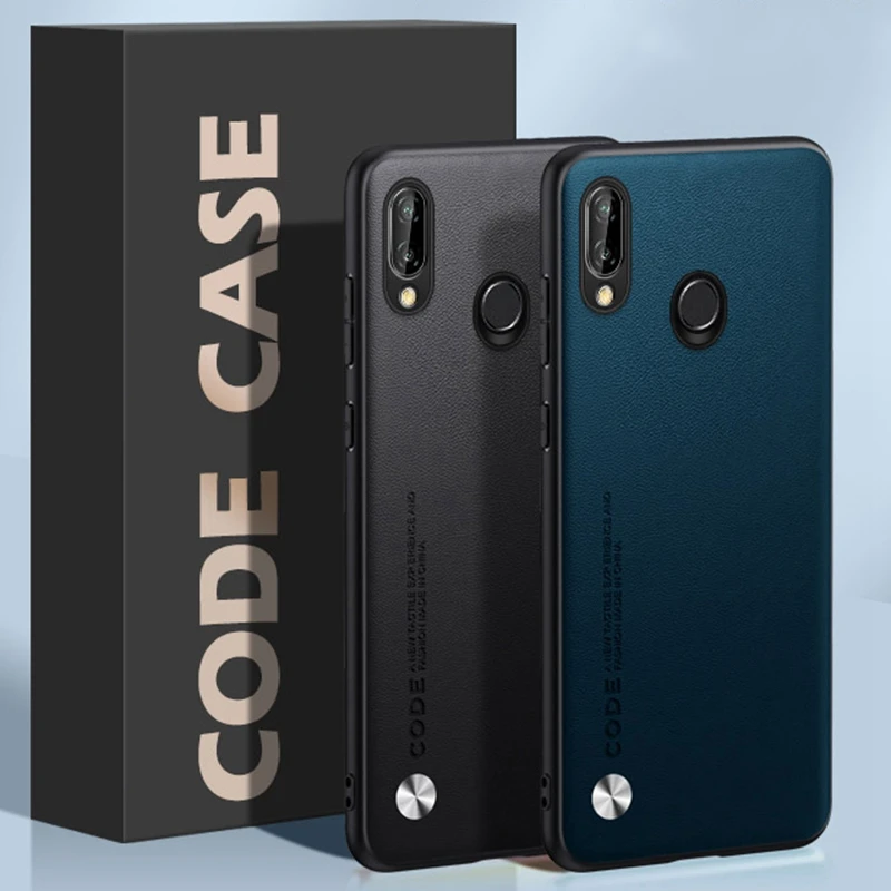 Huawei P Smart 2019用PUレザーケース、背面カバー、マットシリコン、耐衝撃、完全保護、Honor 10 Lite用スマホケース