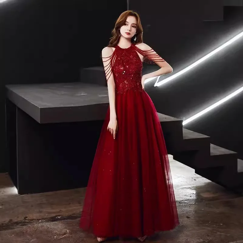 

Сексуальное вечернее платье, свадебное платье с кисточками на плечах, ней подвесной дизайн красного цвета для свадебных тостов, женское модное платье