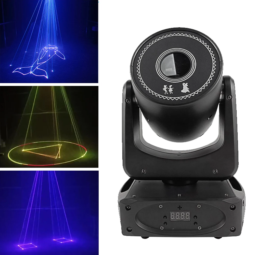 20KPPS 2W RGB Lazer Pro Moving Head Laser Light With DMX Animation Laser Light Projector for DJ Disco Party Shows Wedding Stage