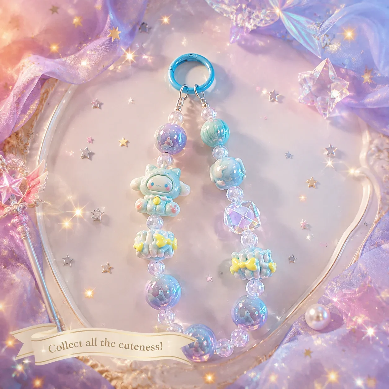 New Arrival Sanrio Phone Strap Charm Pendant Cute Kuromi Hello Kitty Keychain Hand Painted Beaded Bracelet Gift for Girls