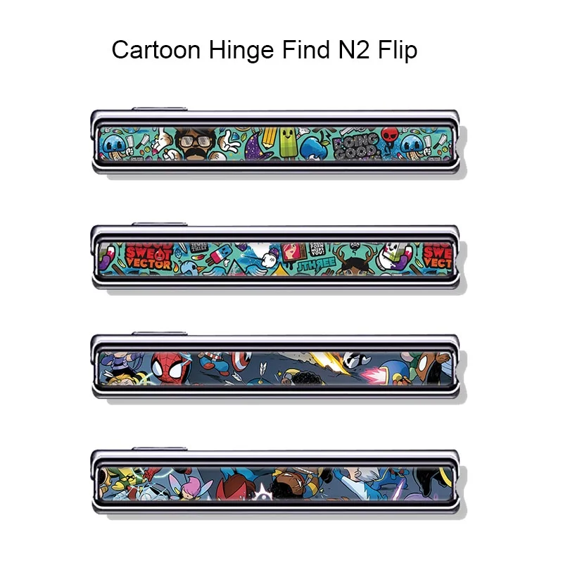 

Cartoon Hinge Skin for OPPO Find N2 Flip Side Screen Protector Film Cover 3M Border Wrap Colorful Protection Sticker