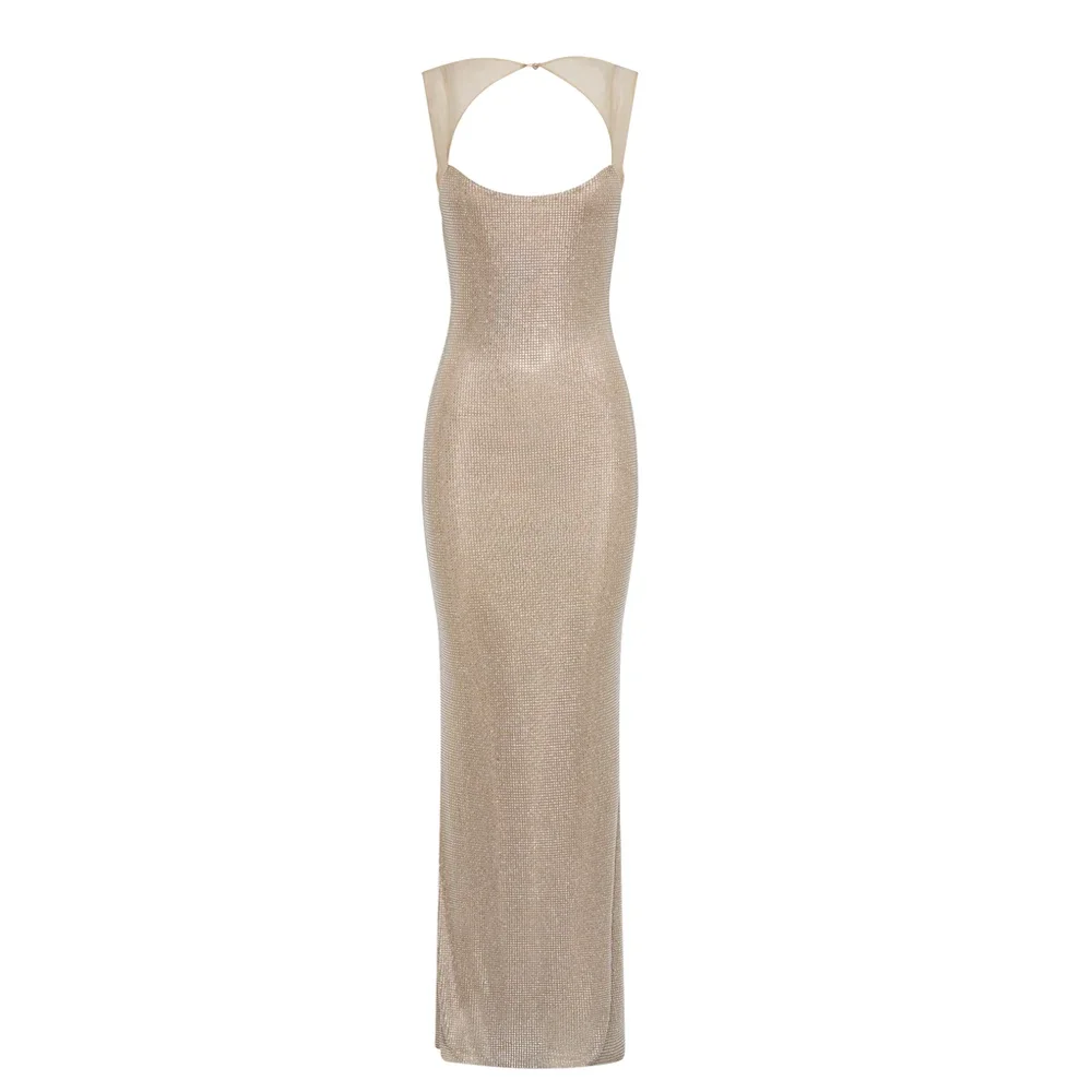 

2025 New Sequins Sleeveless Sexy Maxi Dress for Women Luxury Long Formal Occasion Dress Shiny Backless Evening Gala Dresses