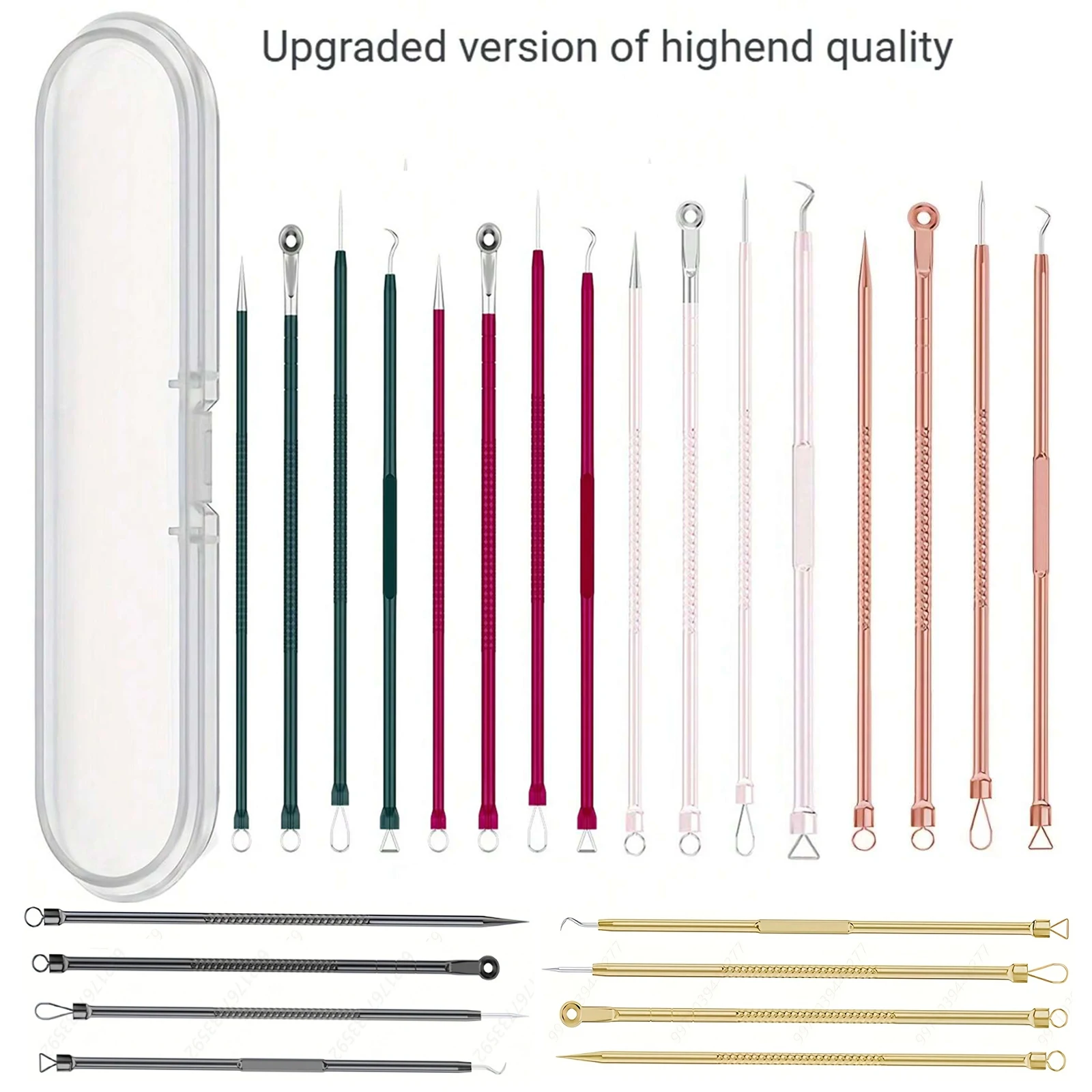 4pack multi colored comedone and blackhead needles, for skincare of blemishes, acne, and acne, women's beauty acne removal